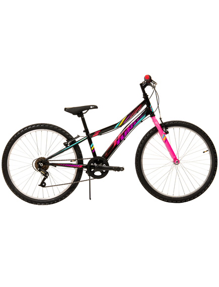 Bicicleta Copii DHS Turbo - 24 Inch, Negru-Roz