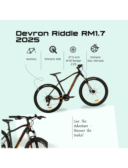 Bicicleta Mtb Devron Riddle RM1.7 2025 - 27.5 Inch, L, Negru Bicicleta Mtb Devron Riddle RM1.7 2025 - 27.5 Inch, L, Negru