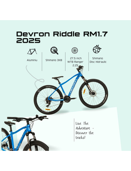 Bicicleta Mtb Devron Riddle RM1.7 2025 - 27.5 Inch, S, Albastru Bicicleta Mtb Devron Riddle RM1.7 2025 - 27.5 Inch, S, Albastru
