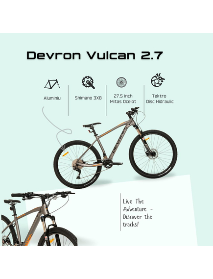 Bicicleta Mtb Devron Vulcan 2.7 - 27.5 Inch, M, Gri