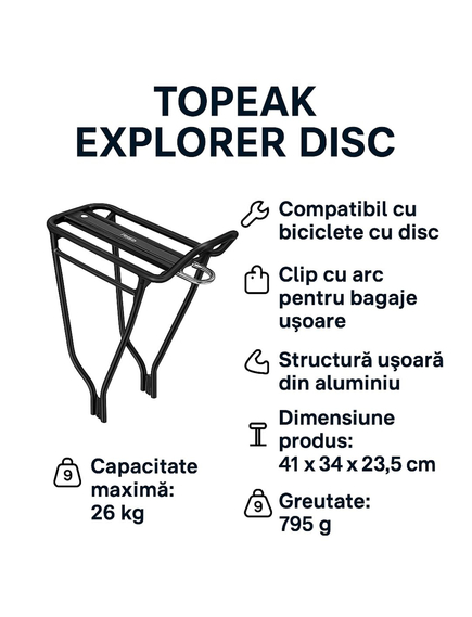 Portbagaj bicicleta Topeak Explorer (Disc) - 26-29 inch, Aluminiu