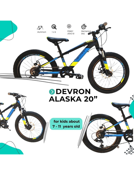 Bicicleta Copii Devron Alaska - 20 Inch, Negru-Albastru