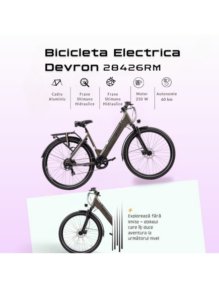 Bicicleta Electrica Devron 28426RM - 28 Inch, M, Gri
