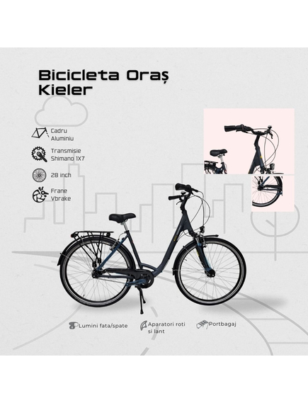 Bicicleta Oras Kieler - 28 Inch, M, Gri Bicicleta Oras Kieler - 28 Inch, M, Gri