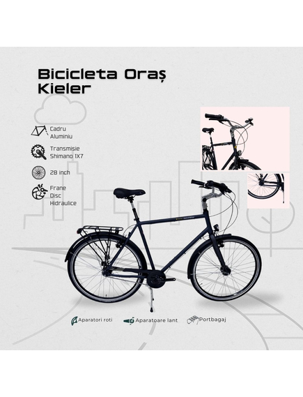 Bicicleta Oras Kieler - 28 Inch, XL, Gri Bicicleta Oras Kieler - 28 Inch, XL, Gri