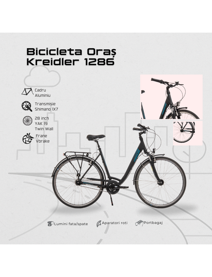 Bicicleta Oras Kreidler 1286 - 28 inch, S, Negru Bicicleta Oras Kreidler 1286 - 28 inch, S, Negru