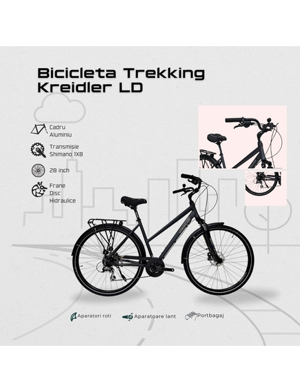 Bicicleta Trekking Kreidler LD - 28 Inch, L, Negru