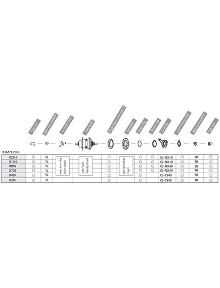 Accesorii butuc Shimano Nexus ASM7C25N020H, pentru SG 7C25 și SG 7C15