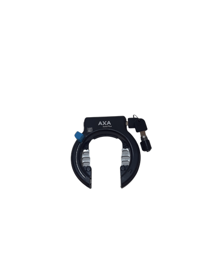 Antifurt AXA Solid Plus, cu cilindru si manson, negru, cu buton turcoaz