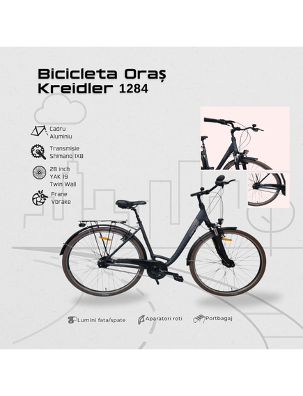 Bicicleta Oras Kreidler 1284 - 28 inch, M, Negru Bicicleta Oras Kreidler 1284 - 28 inch, M, Negru
