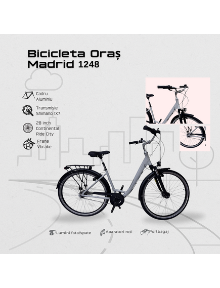 Bicicleta Oras Madrid 1248 - 28 inch, L, Gri deschis Bicicleta Oras Madrid 1248 - 28 inch, L, Gri deschis