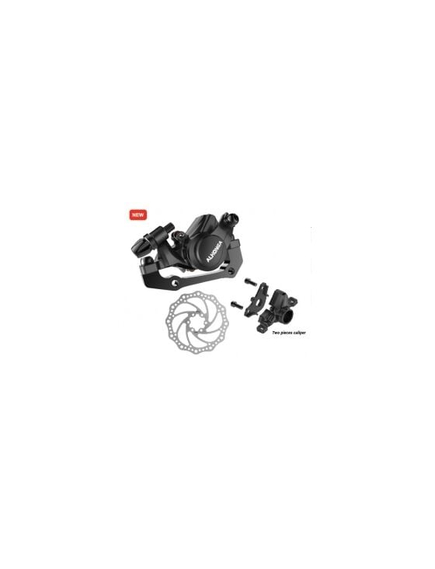 Frana fata pe disc HJ-MD16, adaptor IS, rotor 160 mm, accesorii aluminiu, negru