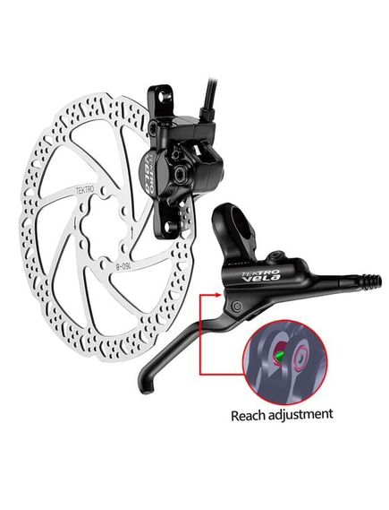 Frana spate pe disc hidraulica Tektro HD T290, furtun 1750 mm, rotor 160 mm, negru