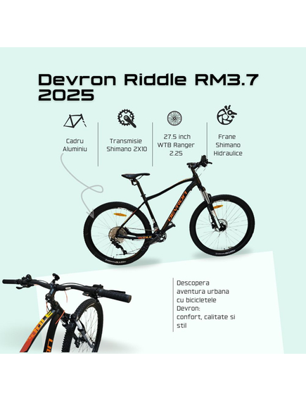 Bicicleta Mtb Devron Riddle RM3.7 - 27.5 Inch, S, Negru