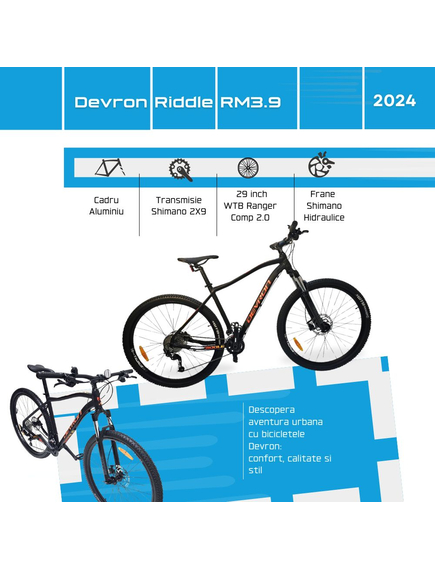 Bicicleta Mtb Devron Riddle RM3.9 2024 - 29 Inch, L, Negru