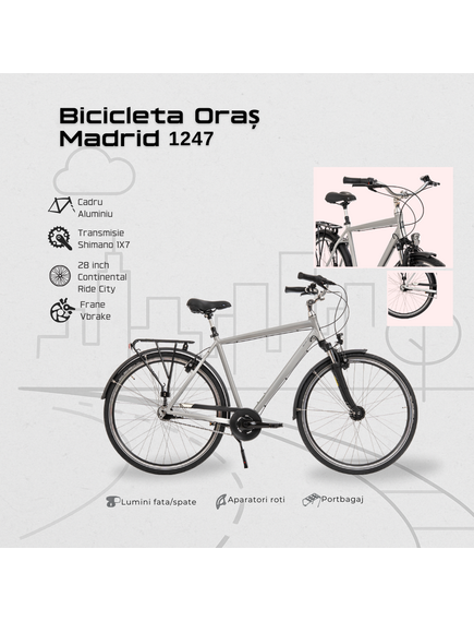 Bicicleta Oras Madrid 1247 - 28 inch, XL, Gri deschis
