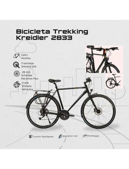 Bicicleta Trekking Kreidler 2833 - 28 inch, M, Negru