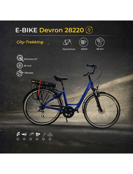 Bicicleta electrica Devron 28220 - 28 inch, M, Albastru