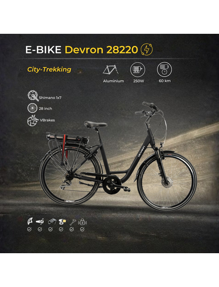 Bicicleta electrica Devron 28220 - 28 inch, Vbrake, M, Negru