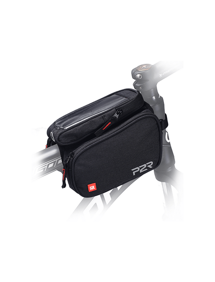 Borseta Cadru Bicicleta P2R TWINNER, cu husa telefon, Negru