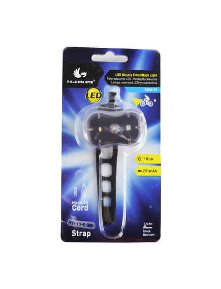 Far Semnalizator Bicicleta FalconEye Led - 2 Functii, Negru-Rosu