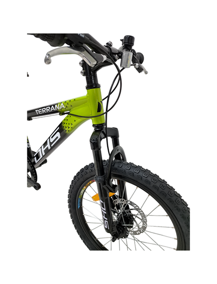 Bicicleta Copii Dhs Terrana 2023, model 2026 - 20 Inch, Negru-Verde