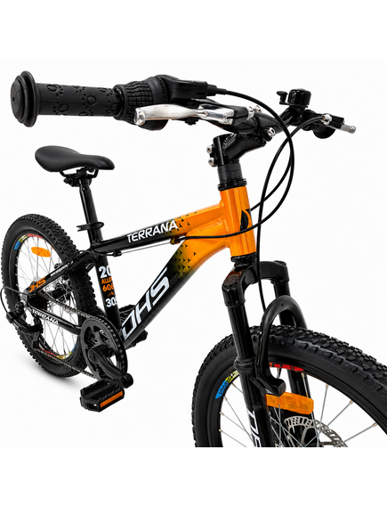 Bicicleta Copii Dhs Terrana 2023, model 2026 - 20 Inch, Portocaliu-Negru