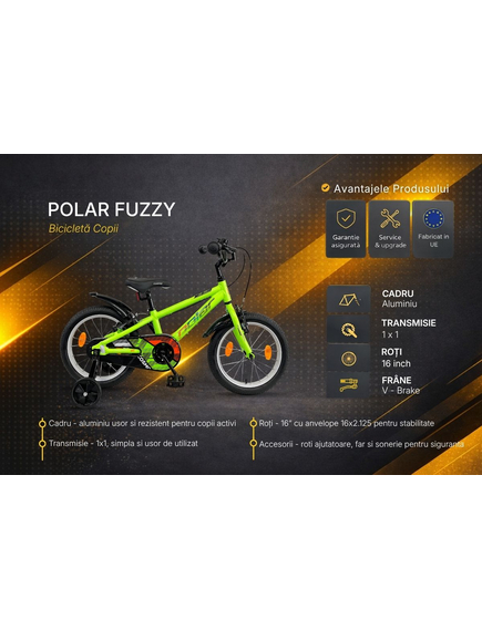 Bicicleta Copii Polar Cosmo - 16 Inch, Verde