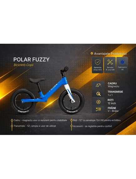 Bicicleta Copii Polar FUZZY- 12 Inch, Albastru