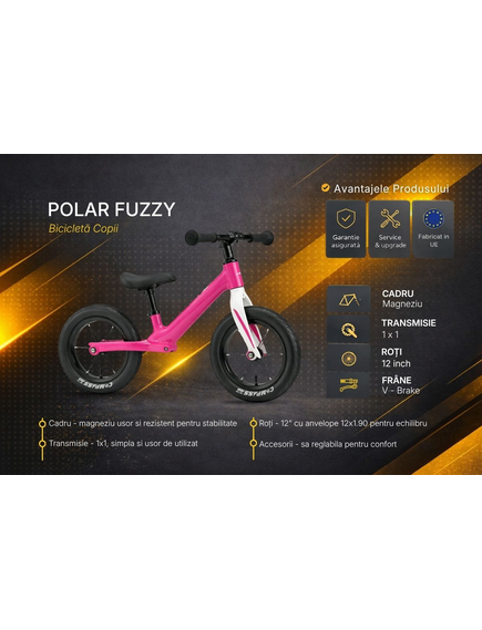 Bicicleta Copii Polar FUZZY- 12 Inch, Violet
