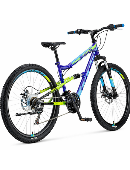Bicicleta Full suspension DHS Polar Flash - 26 Inch, Albastru-Verde