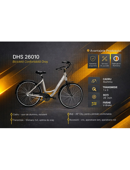 Bicicleta Oras DHS 26010 - 26 inch, M, Bej