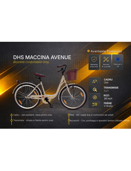 Bicicleta Oras DHS Maccina Avenue - 26 inch, Bej