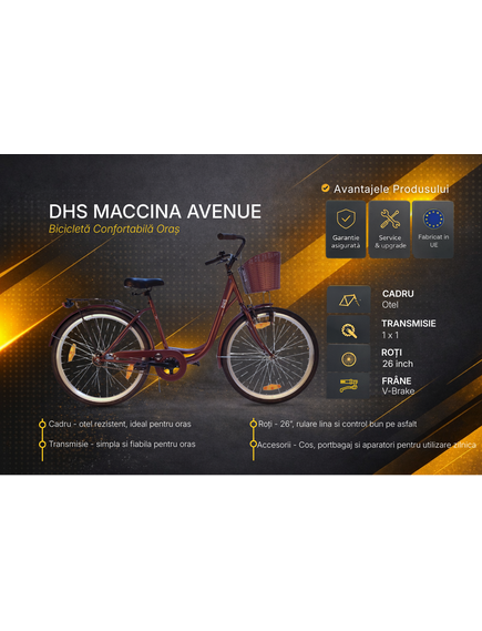 Bicicleta Oras DHS Maccina Avenue - 26 inch, Maro