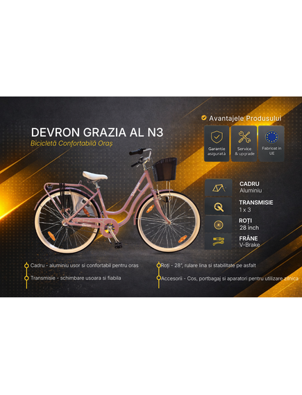 Bicicleta Oras Devron Grazia AL N3 - 28 inch, M, Roz
