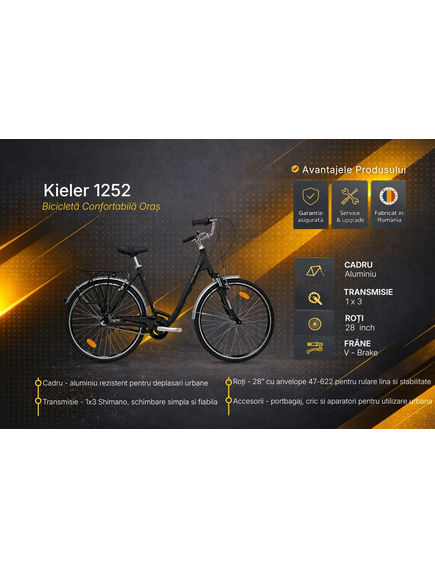 Bicicleta Oras Kieler 1252 - 28 Inch, L, Negru