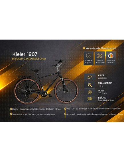 Bicicleta Oras Kieler 1907 - 28 inch, M, Gri