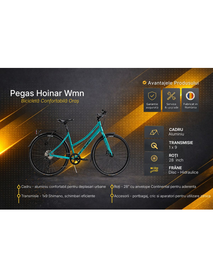 Bicicleta Oras Pegas Hoinar Wmn - 28 inch, M, Turcoaz