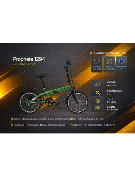 Bicicleta Pliabila Prophete 1294 - 20 inch, Verde