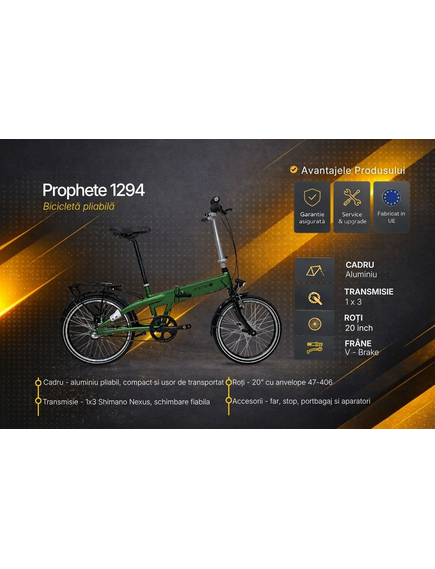 Bicicleta Pliabila Prophete 1294B - 20 inch, Verde