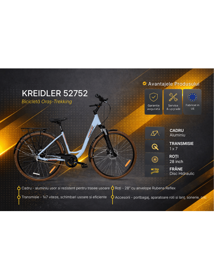 Bicicleta Trekking Kreidler 52752 - 28 inch, S, Gri