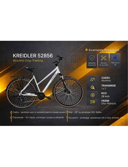 Bicicleta Trekking Kreidler 52856 - 28 inch, M, Gri