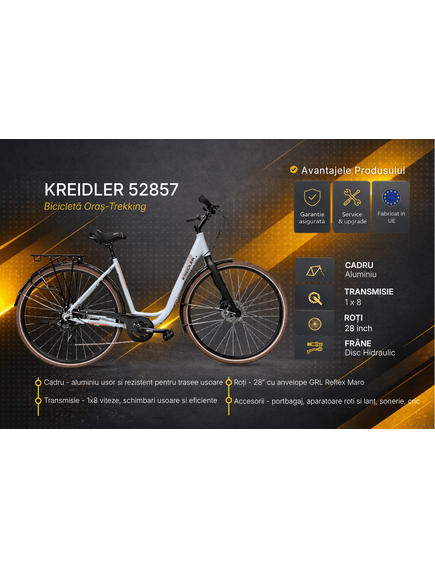 Bicicleta Trekking Kreidler 52857 - 28 inch, M, Gri