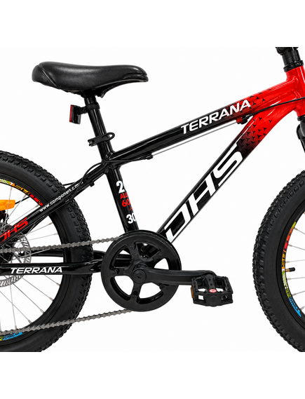 Bicicleta Copii Dhs Terrana 2023, model 2026 - 20 Inch, Rosu-Negru