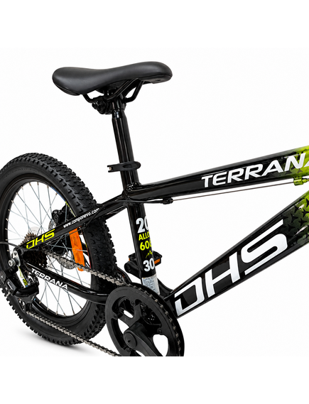 Bicicleta Copii Dhs Terrana 2023B, model 2026 - 20 Inch, Negru-Verde