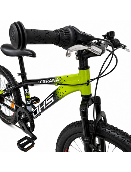 Bicicleta Copii Dhs Terrana 2023B, model 2026 - 20 Inch, Negru-Verde