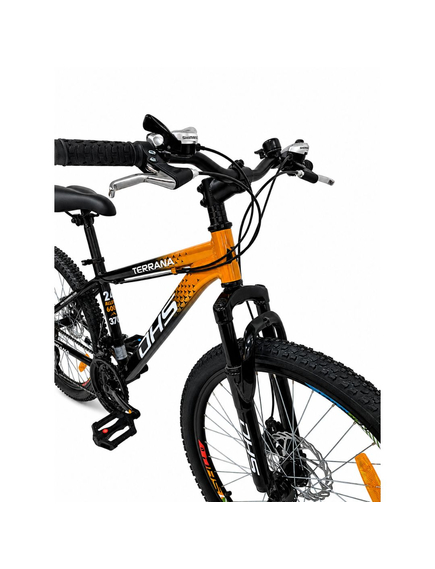 Bicicleta Copii Dhs Terrana 2423B, model 2026 - 24 Inch, Negru-Portocaliu