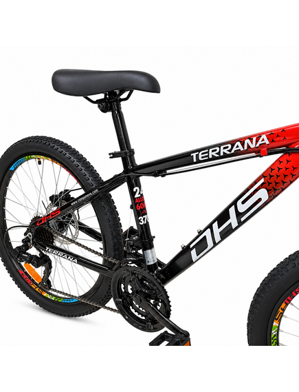Bicicleta Copii Dhs Terrana 2423B, model 2026 - 24 Inch, Rosu-Negru