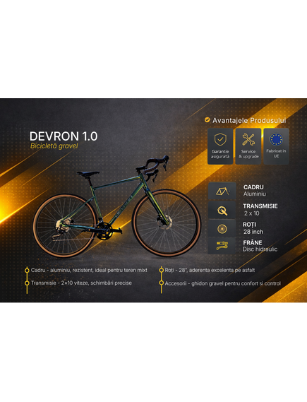 Bicicleta Gravel Devron 1.0 - 28 inch, L, Verde