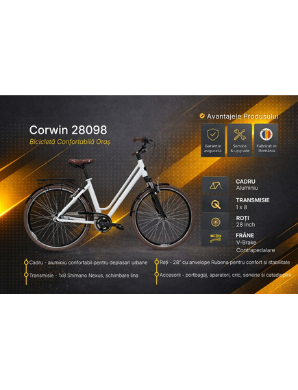 Bicicleta Oras Corwin 28098 - 28 inch, M, Alb